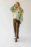 The Daphne Floral Knit Cardigan in Lime