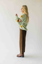 The Daphne Floral Knit Cardigan in Lime