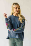 The Dewey Floral Embroidered Blouse in Washed Midnight