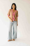 The Richey Bow Cardigan in Mocha + Pink