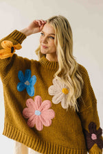 The Dorlando Knit Floral Sweater in Camel