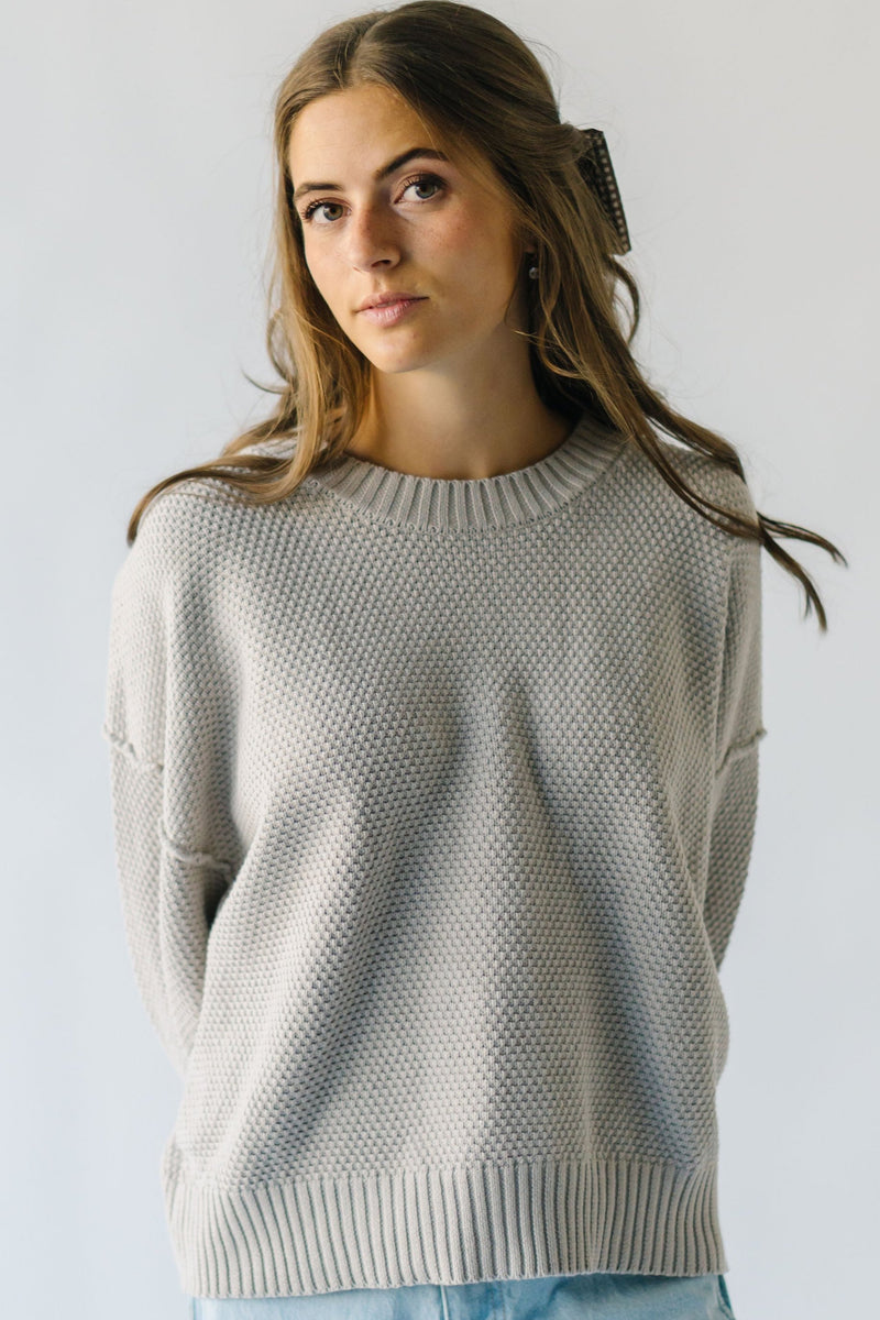 The Hominick Textured Mock Neck Sweater in Stone