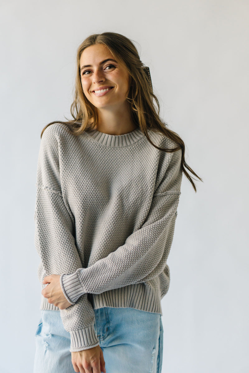 The Hominick Textured Mock Neck Sweater in Stone