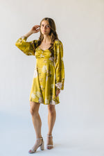 The Quintero Flared Satin Dress in Golden Yellow