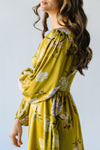 The Quintero Flared Satin Dress in Golden Yellow