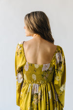 The Quintero Flared Satin Dress in Golden Yellow