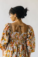 The Penner Square Neck Floral Midi Dress in Rust