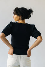 The Curran Puff Sleeve Sweater in Black