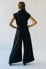 The Truitt Wide Leg Denim Jumpsuit in Black