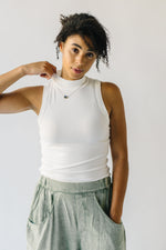 The Knapton Ribbed Mock Neck Tank Top in White