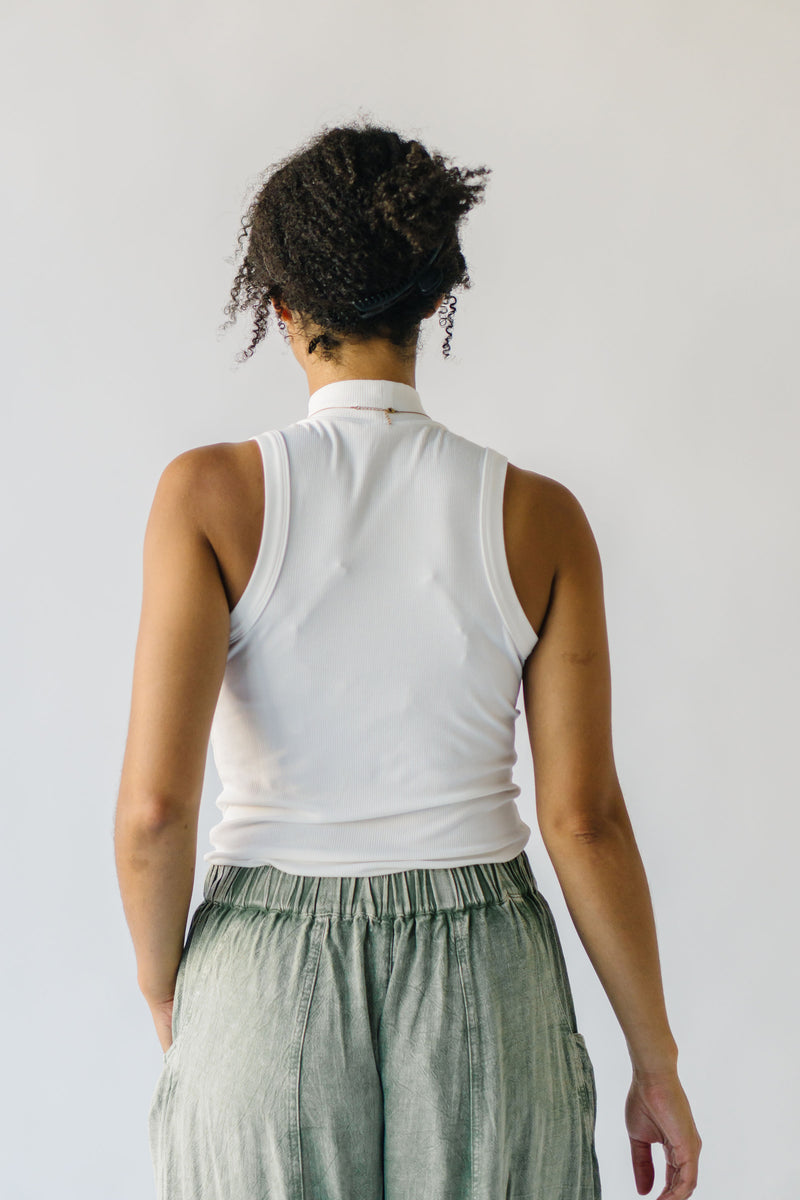 The Knapton Ribbed Mock Neck Tank Top in White