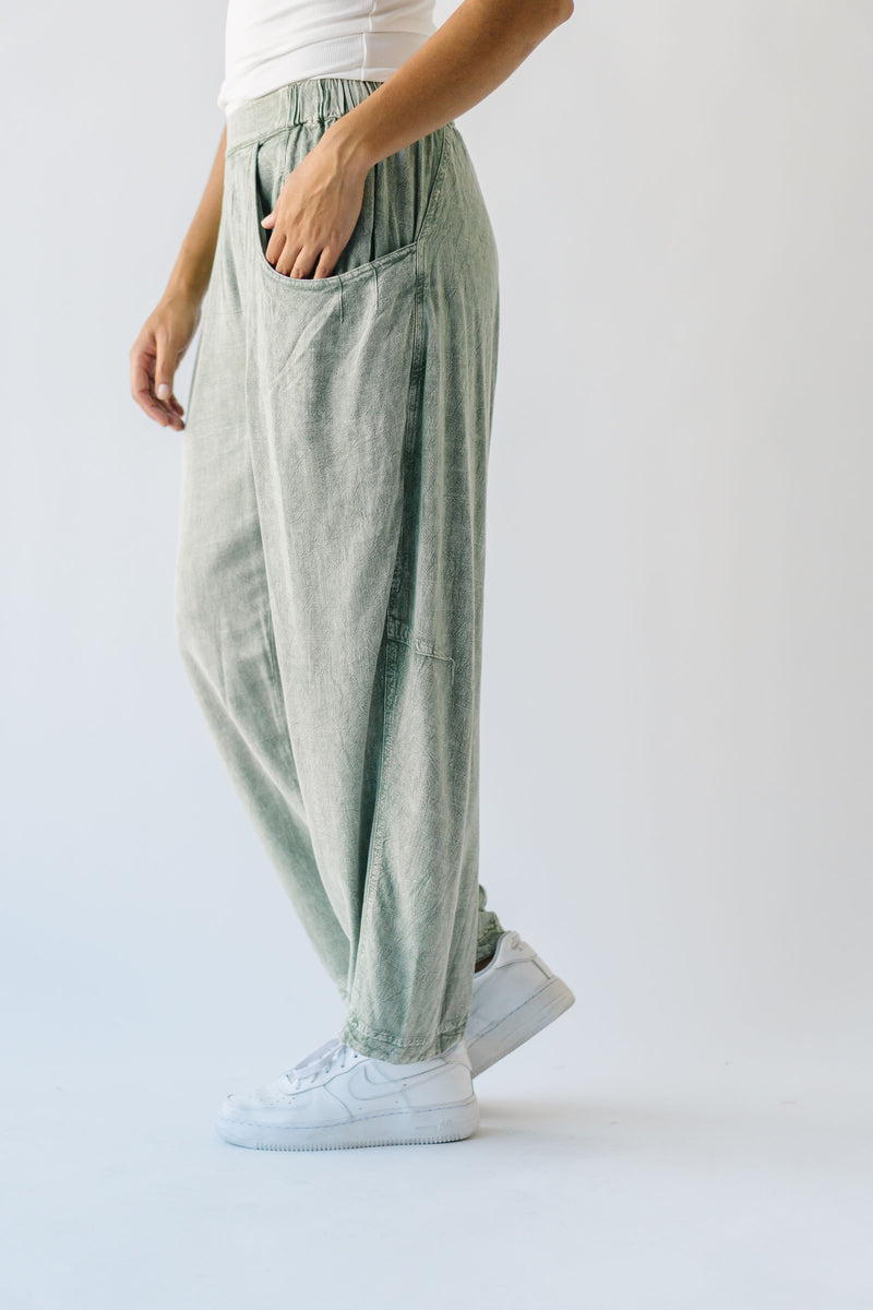 The Drussel Mineral Washed Barrel Pant in Olive