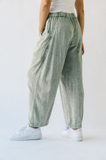 The Drussel Mineral Washed Barrel Pant in Olive