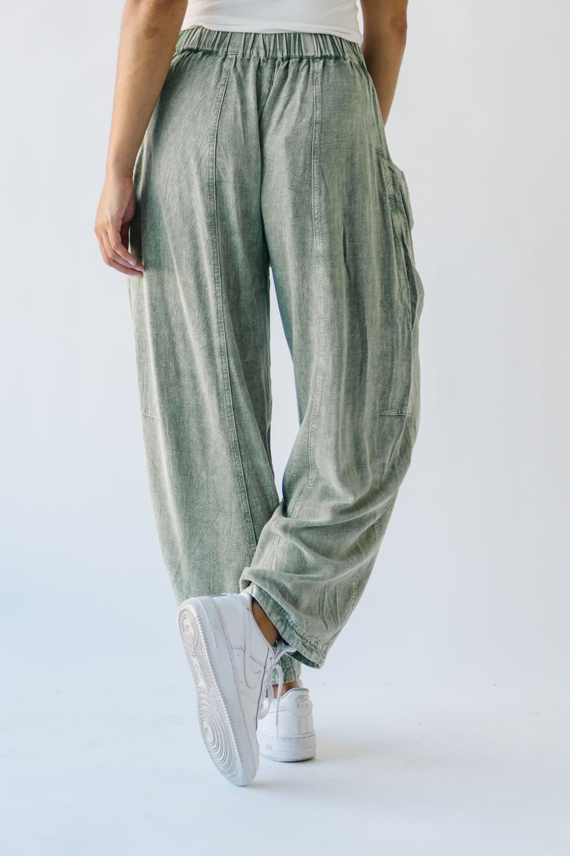 The Drussel Mineral Washed Barrel Pant in Olive