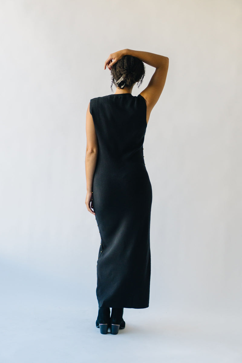 The Huish Side Stud Maxi Dress in Black