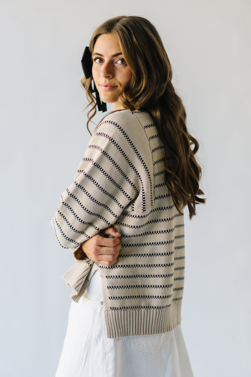 The Hagen Striped Sweater in Cream + Black