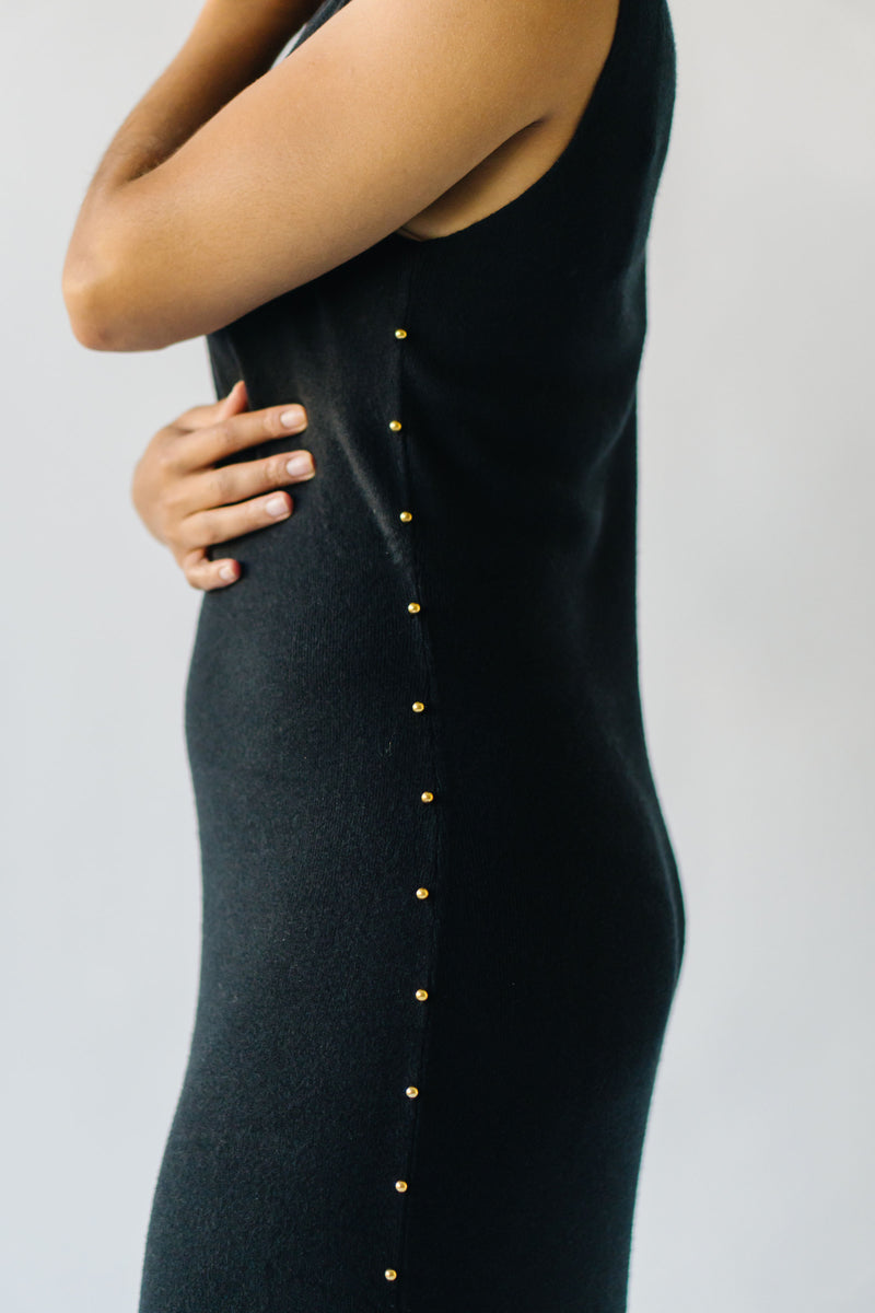 The Huish Side Stud Maxi Dress in Black