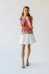 The Patton Striped Sweater Vest in Mocha + Fuchsia