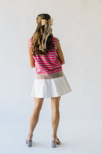 The Patton Striped Sweater Vest in Mocha + Fuchsia