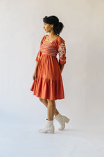 The Gorris Embroidered Peasant Dress in Rust