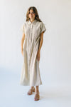 The Nicoletto Corduroy Button-Up Midi Dress in Cream + Brown