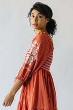 The Gorris Embroidered Peasant Dress in Rust