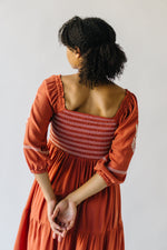 The Gorris Embroidered Peasant Dress in Rust