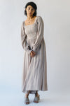 The Zwirner Ruched Bodice Maxi Dress in Taupe