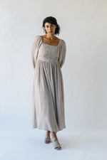 The Zwirner Ruched Bodice Maxi Dress in Taupe