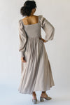 The Zwirner Ruched Bodice Maxi Dress in Taupe