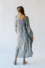 The Kindstrom Floral Midi Dress in Dusty Blue