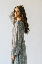 The Kindstrom Floral Midi Dress in Dusty Blue