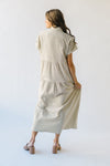 The Nicoletto Corduroy Button-Up Midi Dress in Cream + Brown