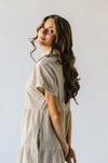 The Nicoletto Corduroy Button-Up Midi Dress in Cream + Brown