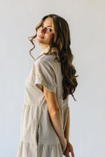 The Nicoletto Corduroy Button-Up Midi Dress in Cream + Brown