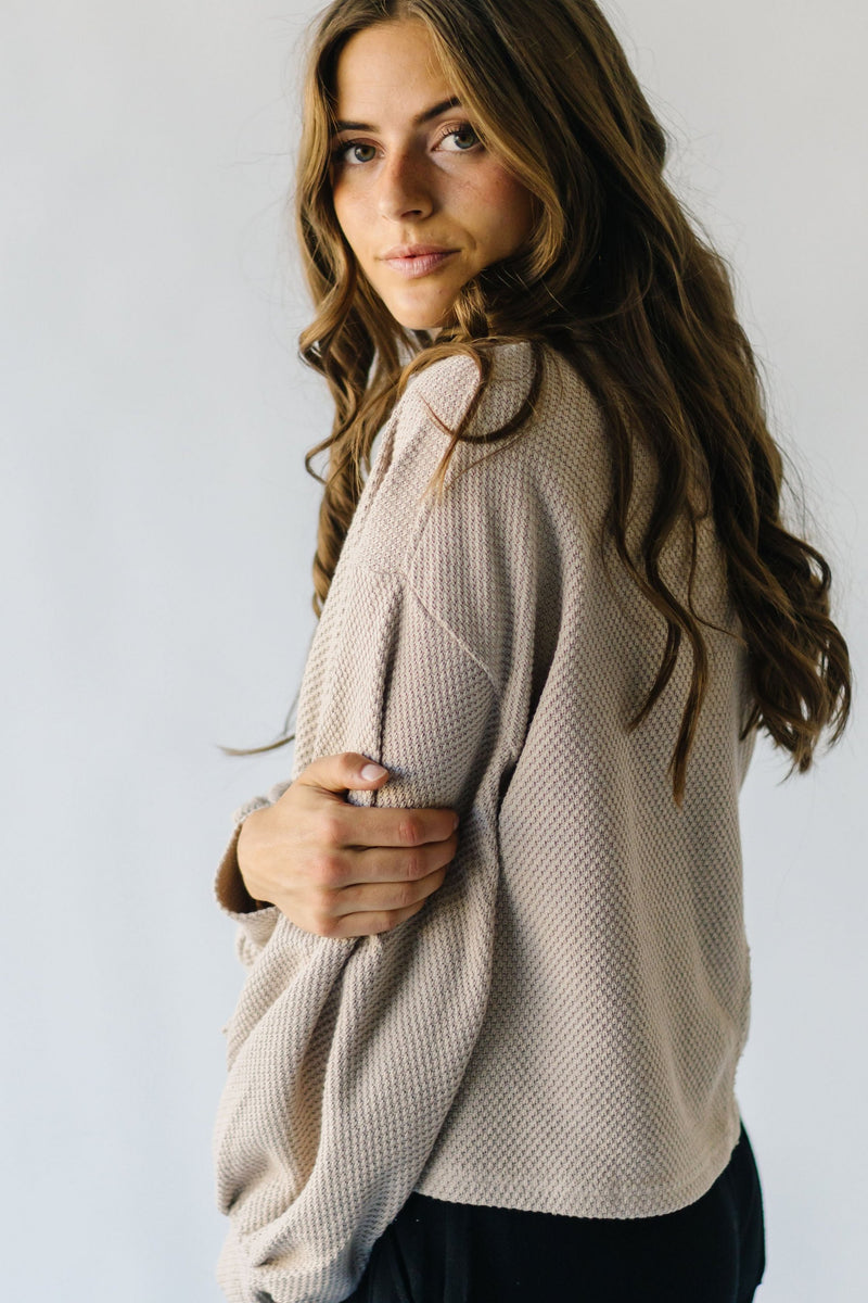 The Swando Cropped Half Zip Pullover in Sand