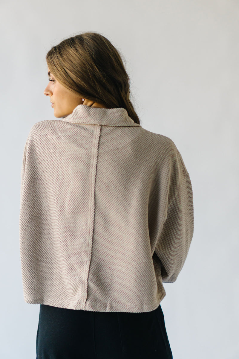 The Swando Cropped Half Zip Pullover in Sand