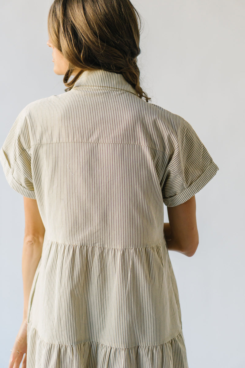 The Nicoletto Corduroy Button-Up Midi Dress in Cream + Brown