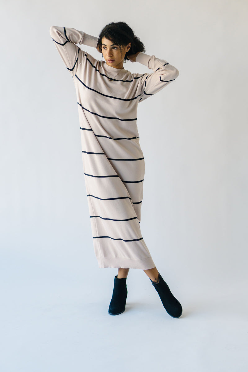 The Steinfath Striped Sweater Dress in Natural + Black