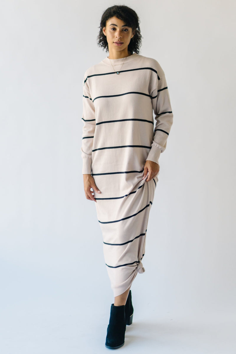 The Steinfath Striped Sweater Dress in Natural + Black