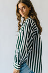 The Osuna Striped Button-Up Blouse in Hunter Green