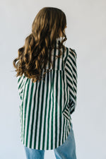 The Osuna Striped Button-Up Blouse in Hunter Green