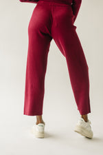 The Bethel Ribbed Straight Leg Sweater Pant in Mulberry