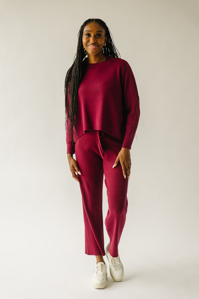 The Bethel Ribbed Straight Leg Sweater Pant in Mulberry – Piper