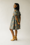 The Connerton Bubble Sleeve Dress in Dusty Blue Floral