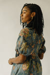 The Connerton Bubble Sleeve Dress in Dusty Blue Floral