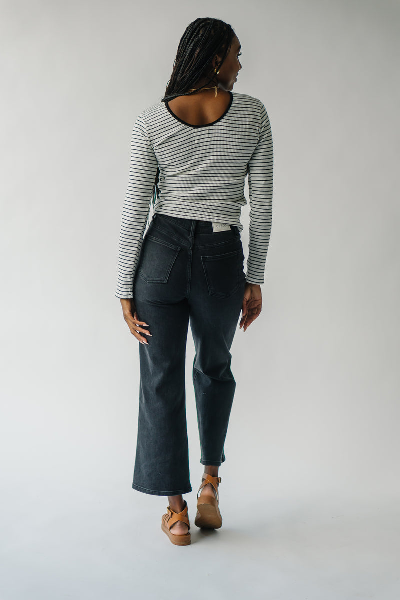 The Largo Striped Long Sleeved Tee in White + Black