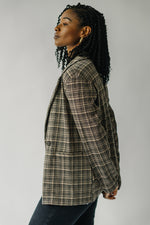 The Seaford Knit Blazer in Black + Taupe Plaid