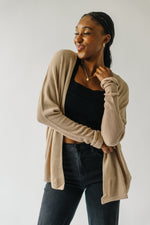 The Bowers Waffle Textured Cardigan in Taupe