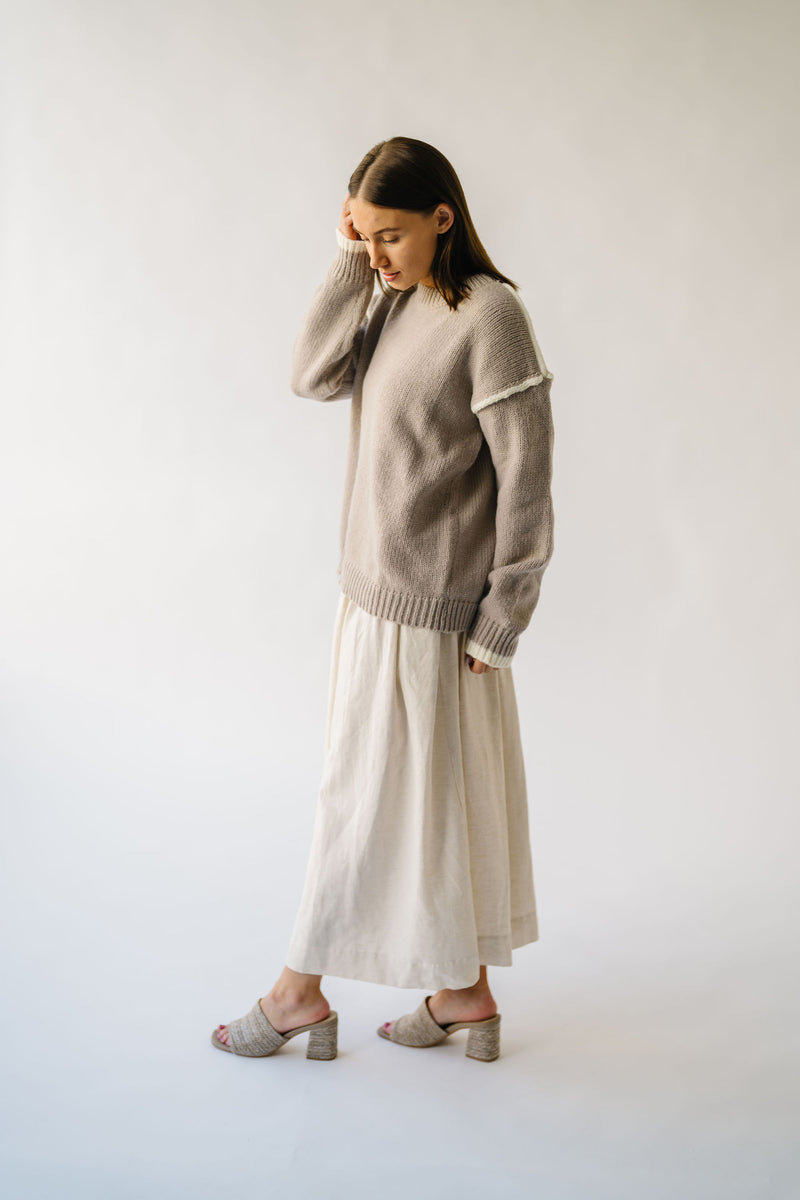 The Richert Contrast Binding Sweater in Sand